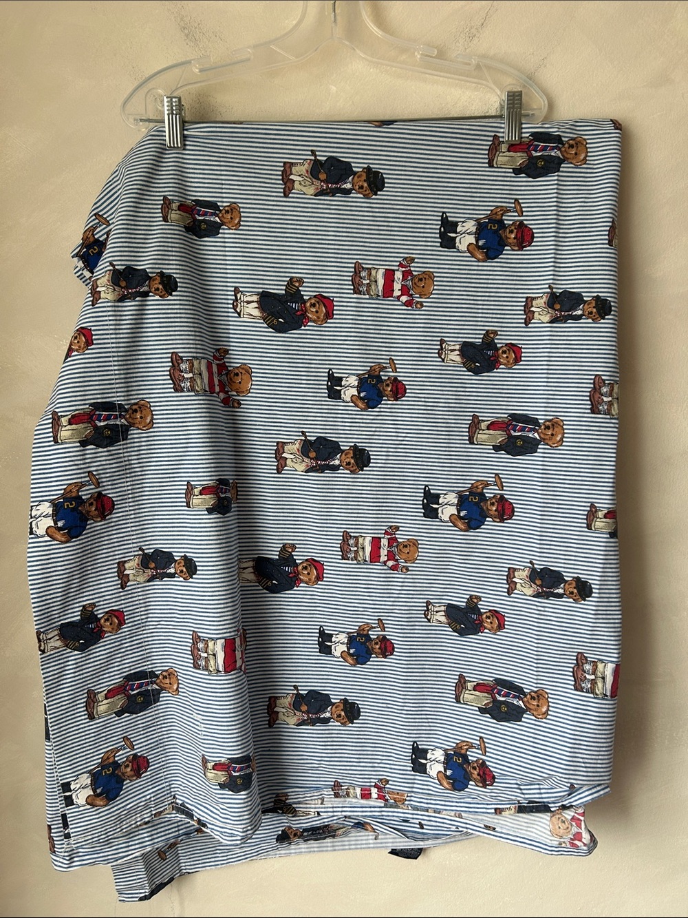 Vintage Ralph Lauren Teddy Bear Striped Twin Sheet Set (flat and fitted) cotton